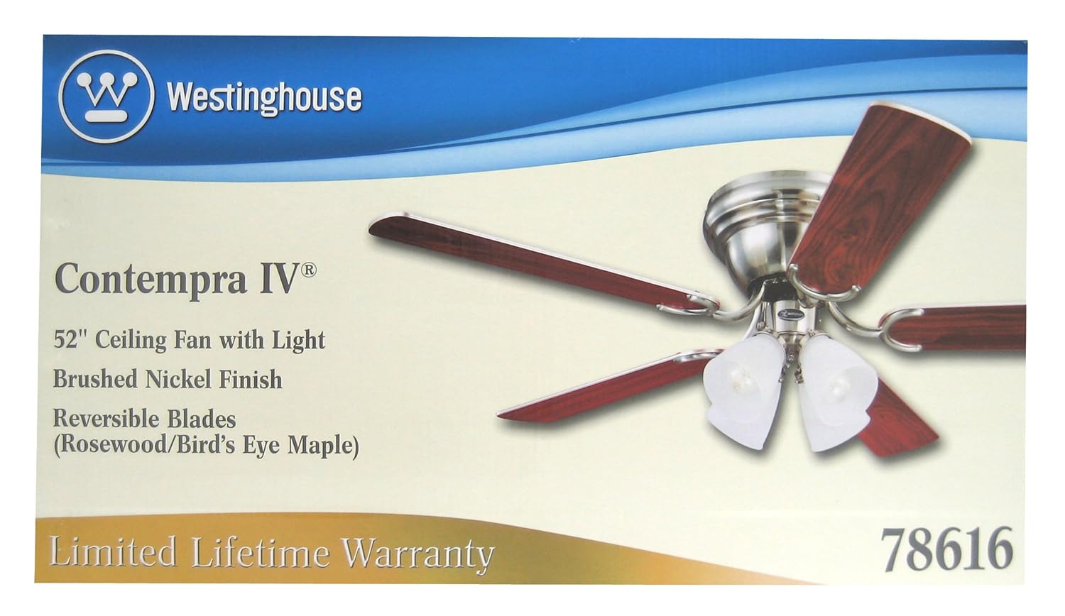 Westinghouse 7861600 Contempra IV FourLight 52Inch FiveBlade Ceiling