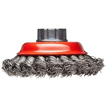 Norton Saucer Wire Cup Brush, Threaded Hole, Carbon Steel, Partial Twist Knotted