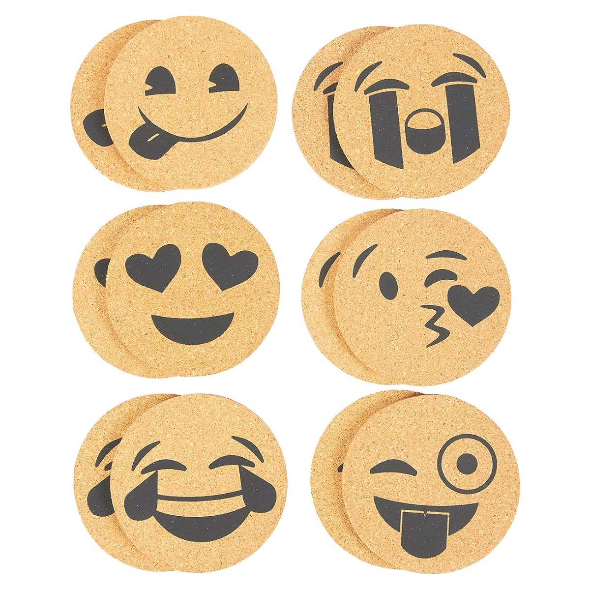 Pack of 12 Drink Coasters - Beverage Coasters Funny Novelty Cork Coasters for Drinks, Bar Drink Coaster Set, 4 x 0.19 inches