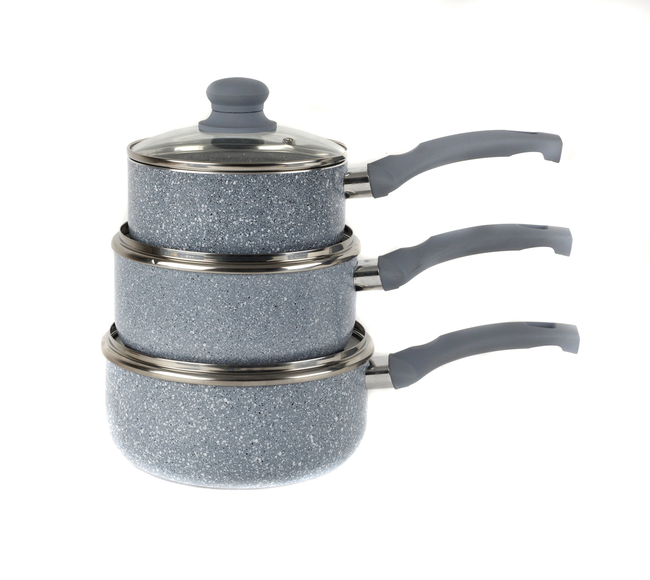 Russell Hobbs 3Piece Stone Collection Pressed Pan Set Grey