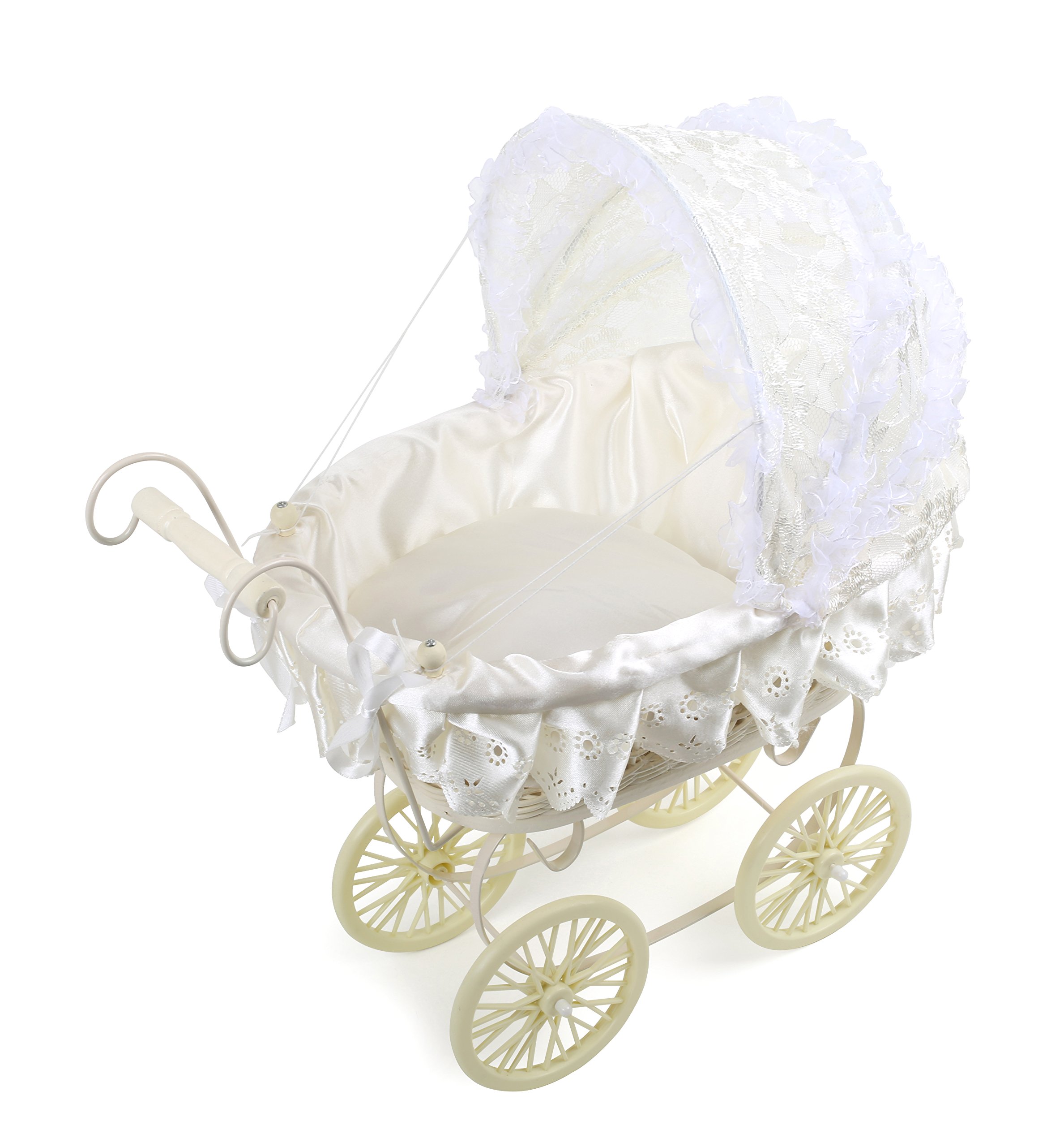 Ornamental Antique Victorian Style Doll's Pram White with Lace Hood eBay