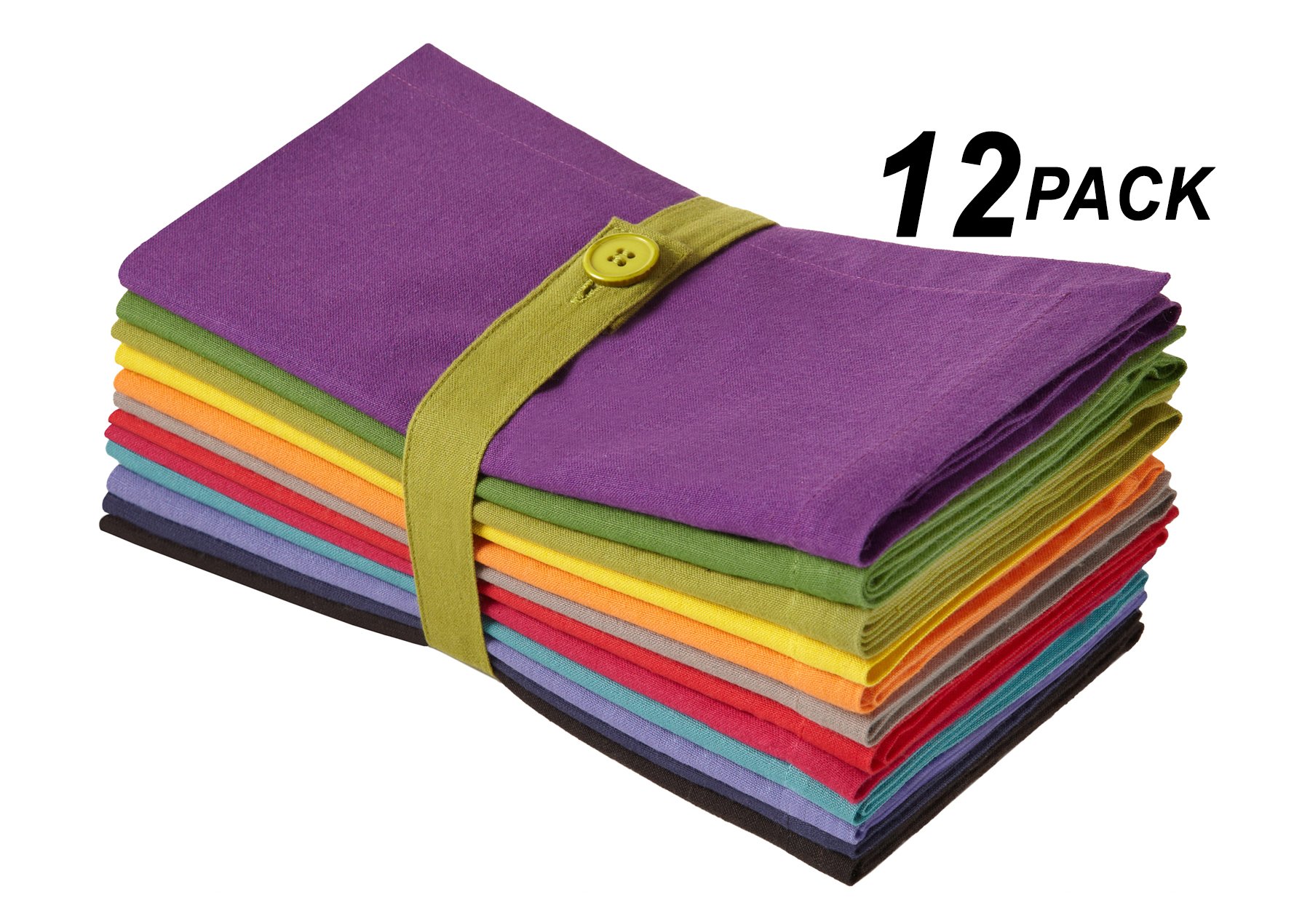Cotton Craft Dinner Napkins Multicolor 12 Pack Pure 100 Cotton