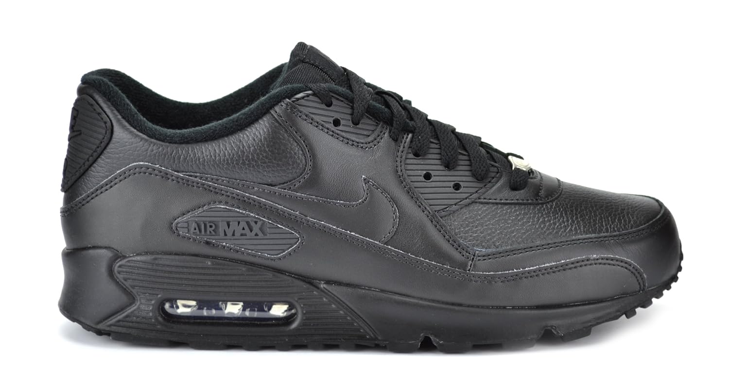Nike Air Max 90 Leather 302519 001 New Mens Black Lifestyle Running Casual Shoes | eBay