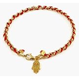 14K Gold Vermeil Kabbalah Bracelet and Hamsa Hand, 7.0 inches