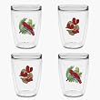 Tropical Parrots & Anthuriam Flowers 16 oz Insulated Beverage Tumblers Set, Clear (Set of 4)