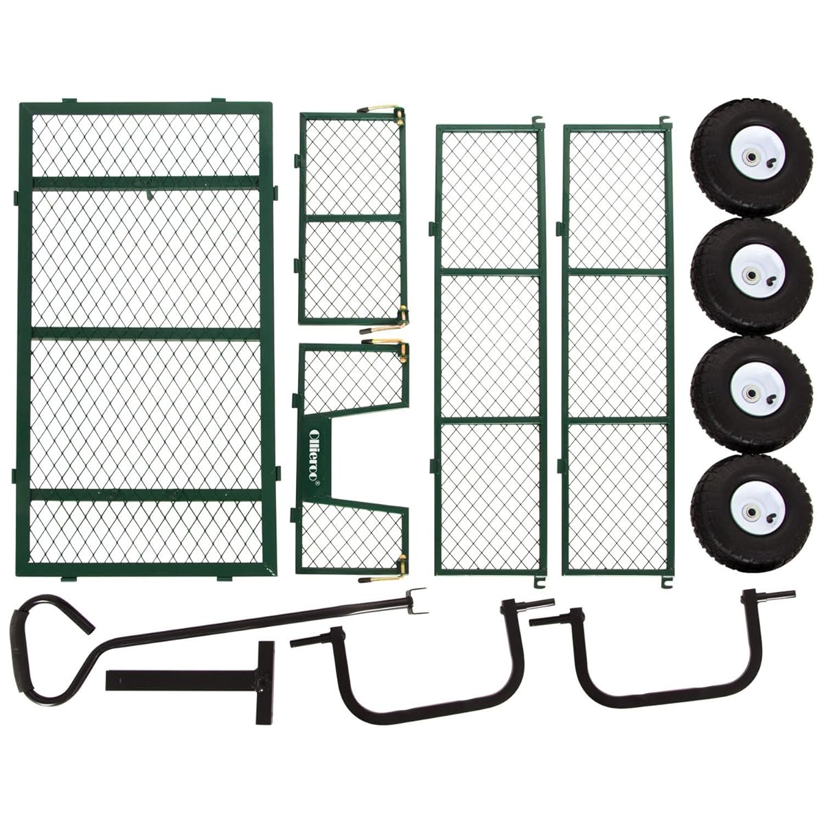 Ollieroo Utility Wagon Farm and Ranch Heavy-Duty Steel Garden Cart with Removable Folding Sides and 10” Pneumatic Tires 660Lb Capacity 38”x20” Bed Powder Coated Green Finish