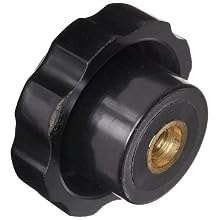 DimcoGray Black Phenolic Fluted Torque Knob, Brass Insert: 3/8-16" Thread x 1/2" Depth, 2-3/8" Diameter x 1-5/16" Height x 1-1/4" Hub Dia x 5/8" Hub Length