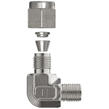 Parker A-Lok 12MSEL12N-316 316 Stainless Steel Compression Tube Fitting, 90 Degree Elbow, Tube OD x NPT Male