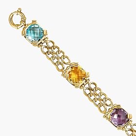 Colorful Bracelet in 14K Yellow Gold With Genuine Gemstones