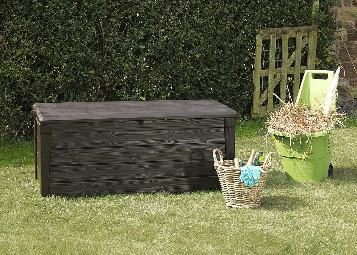 Keter Brightwood 120 Gallon Outdoor Resin Garden Patio Storage