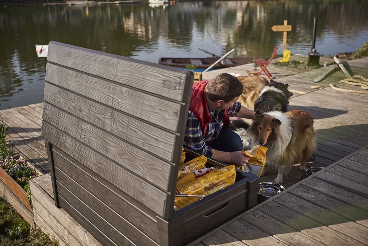 Keter Brightwood 120 Gallon Outdoor Resin Garden Patio Storage