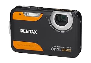 Pentax Optio WS80 10MP Waterproof Digital Camera with 5x Internal Optical Zoom and 2.7-inch LCD (Black and Orange)