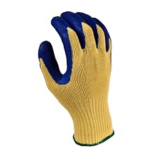 G & F 1607L Cut Resistant 100-Percent Kevlar Gloves, Heavy Weight Textured Blue Latex Coated, Large, 1-Pair