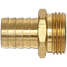Anderson Metals Brass Garden Hose Fitting, Connector, Barb x GHT Male