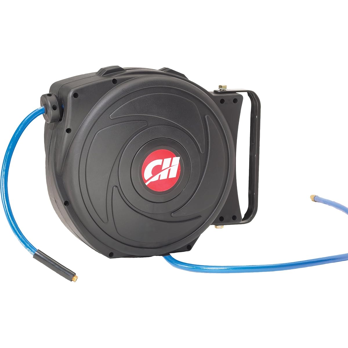 Air Hose Reel with Retractable 50 Foot Hose, 3/8 Inch ID, Mountable, Swivel Bracket, Lightweight