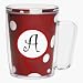 Imprinted Coffee Mugs | Imprinted Mugs - Red & White Polka Dot 18 oz Insulated Mug w/Monogram - (Black & Red Emblem - Curlz Font) - Letter A