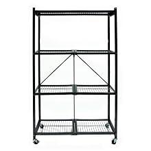Origami R5-01W General Purpose 4-Shelf Steel Collapsable Storage Rack with Wheels, Large