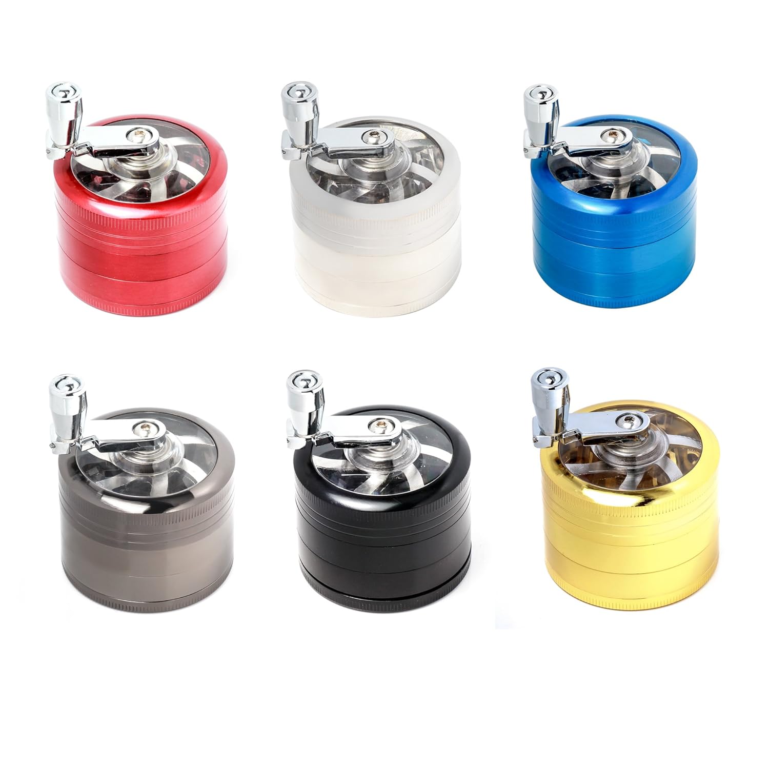 Joe Herb 4 Piece Metallic Black 2" Herb Spice Hand Mill Grinder