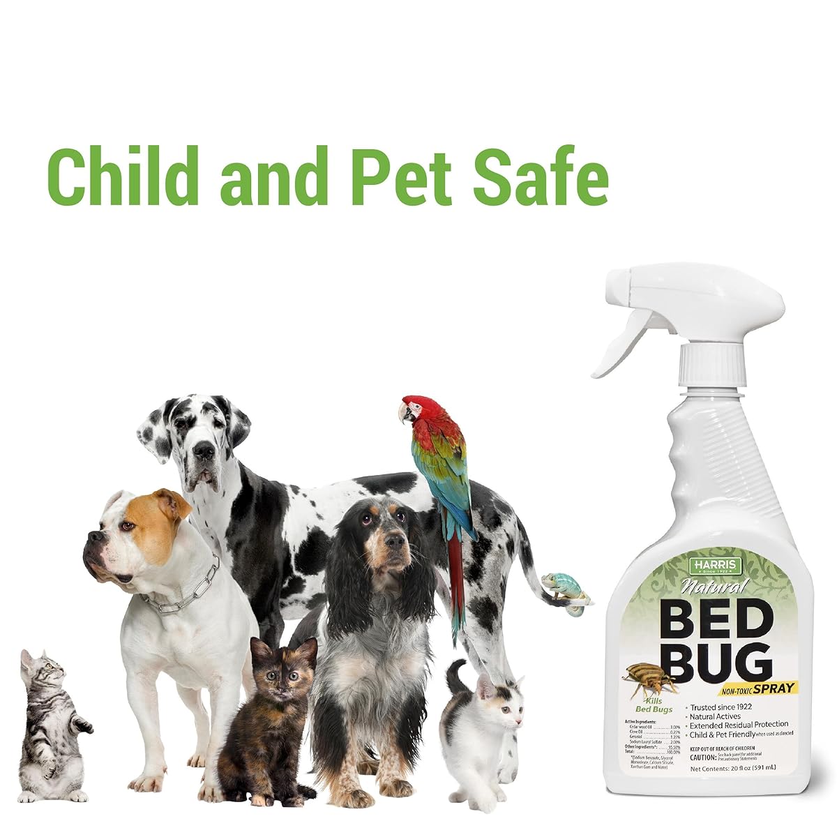 Harris Natural Bed Bug Killer, Fast Acting 20oz NonToxic Spray with