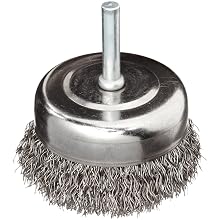 Weiler Stem-Mounted Wire Cup Brush, Round Shank, Steel, Crimped Wire
