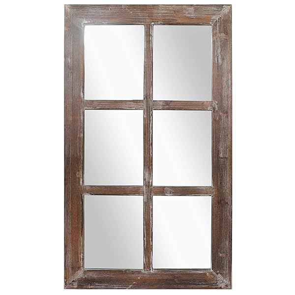 Barnyard Designs Rustic Wood Window Mirror Decorative Window Frame