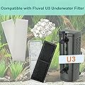 beaufan 2 Set Aquarium Filter Media Compatible with Fluval U3 Underwater Filter, Include 4 Carbon Foam Filter Pads, 4 Sponge Filters and 1 Ceramic Ring