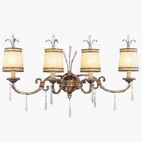 La Bella - 4 Light Crystal Bathroom Vanity Lighting Fixture - Vintage Gold Leaf - Hand...