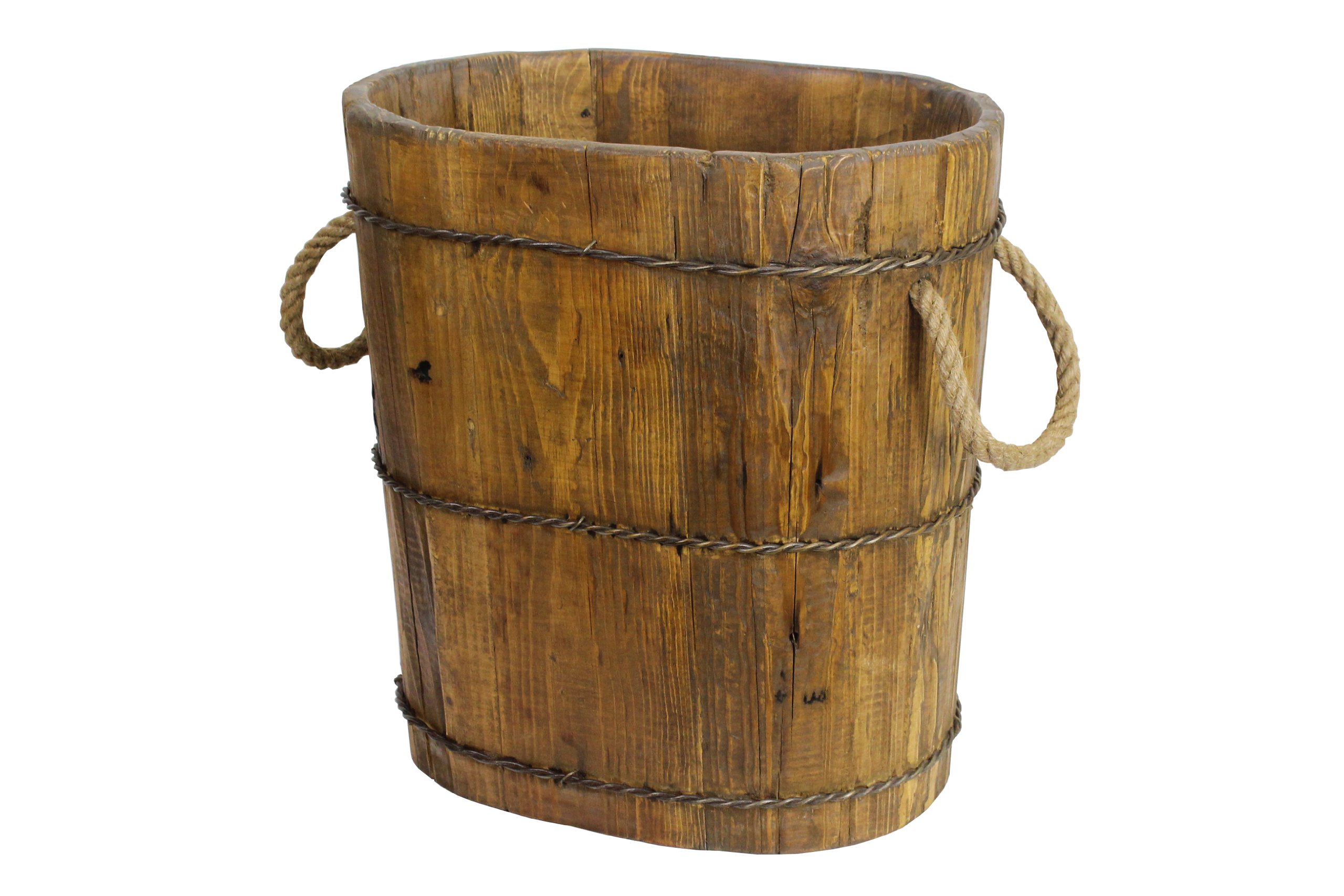 Antique Revival Altai Tapered Wooden Bucket, Natural
