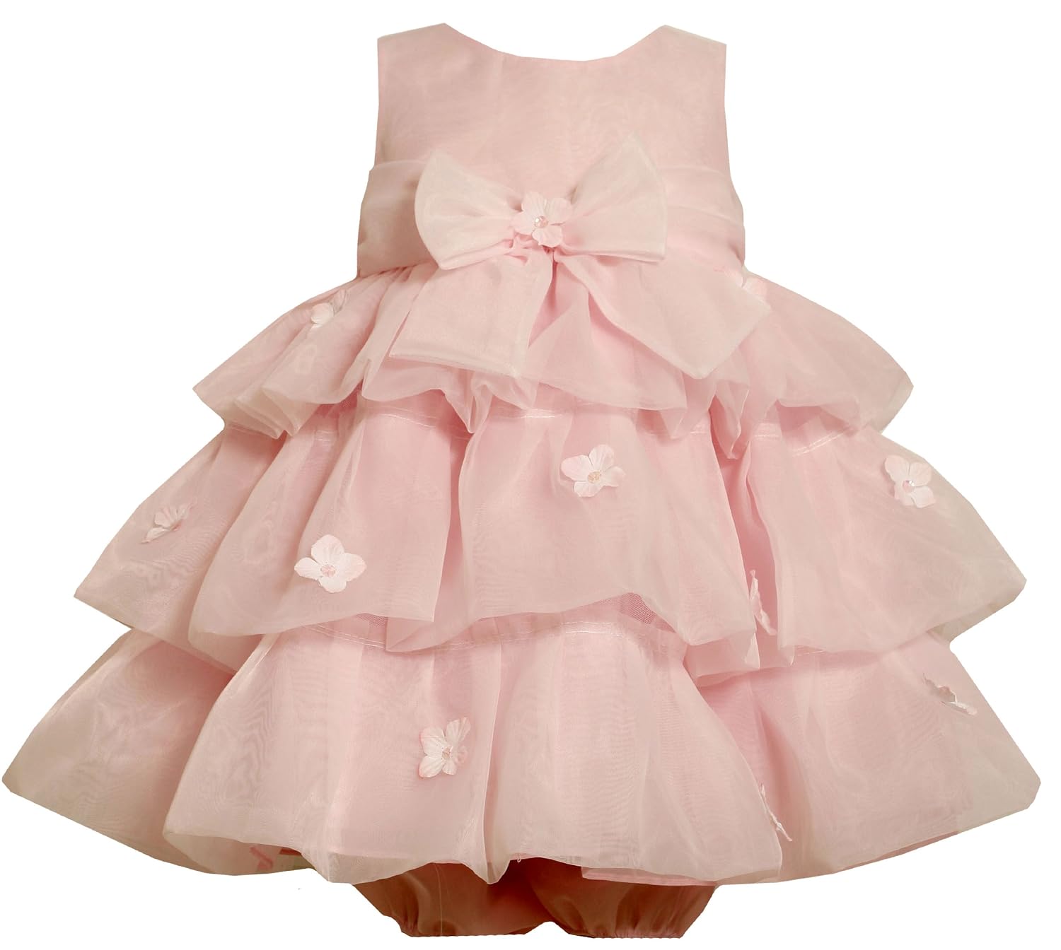 2-Piece PINK SEQUIN FLOWER MULTI TIERED ORGANZA