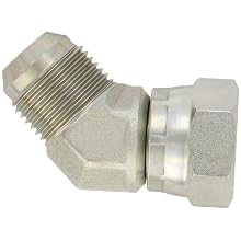 EATON Aeroquip 2070-12-12S 45 Degree Swivel Nut Elbow, JIC 37° End Types, Carbon Steel, 3/4 JIC(f) x 3/4 JIC(m) End Size, 3/4" Tube OD