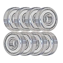 VXB 608 ZZ Skateboard Bearings, Double Shielded, Silver (Pack of 8)