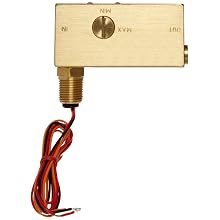 Gems Sensors FS-10798  Series Brass Flow Switch For Use With Gases, Inline, Piston Type, With 1/2" Conduit Connector, 0.50 - 20 gpm Flow Setting Adjustment Range, 1/2" NPT Female