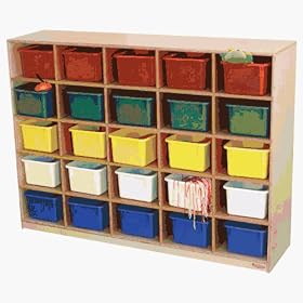 Wood Designs 16003 - 25 Tray Storage Cabinet With Assorted Color Trays by Wood Designs