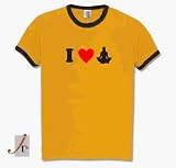 Zoom Produkt-Bild: I LOVE YOGA MEDITATION Ringer-T-Shirt S-XL