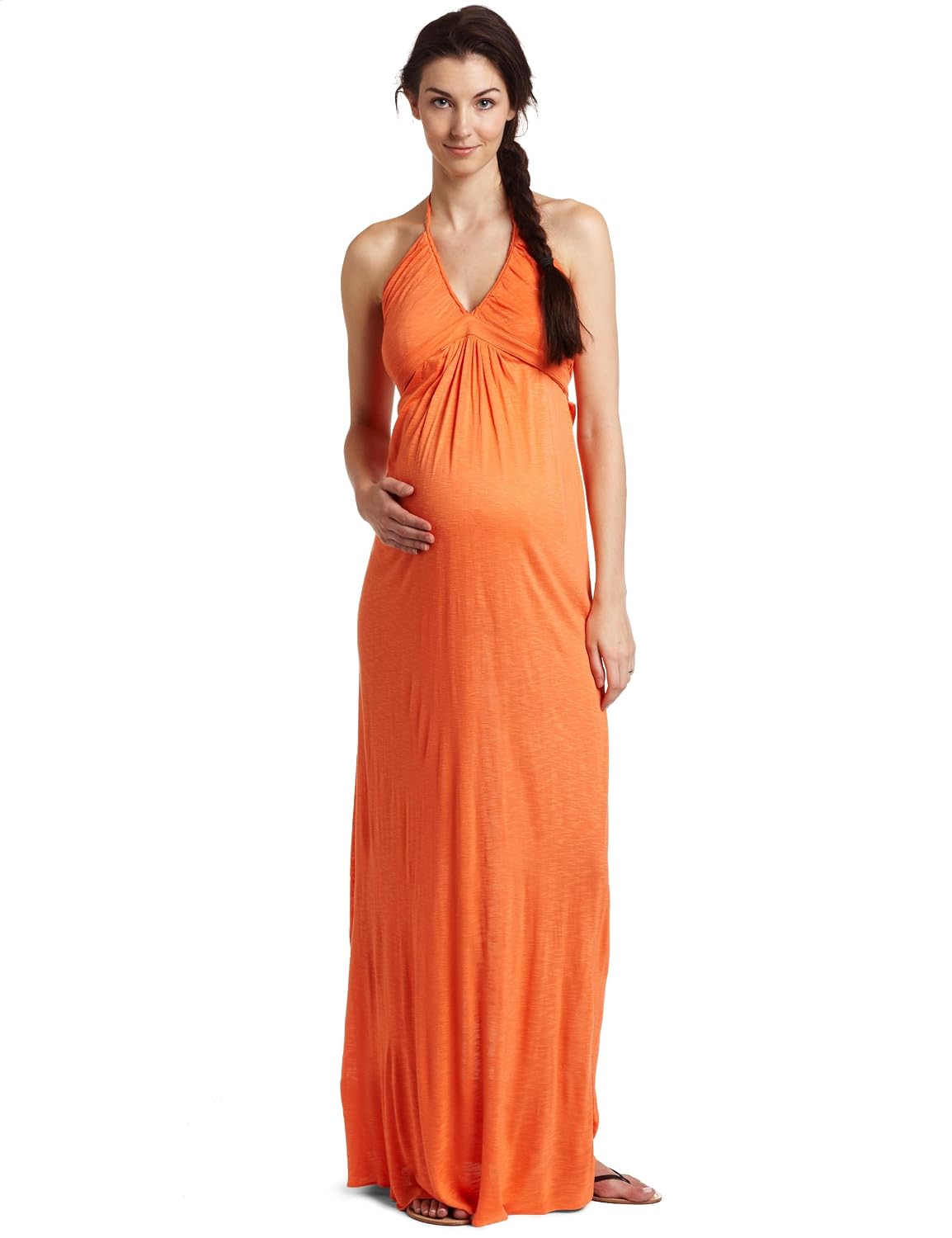V-Ruched Halter maternity dresses for baby shower
