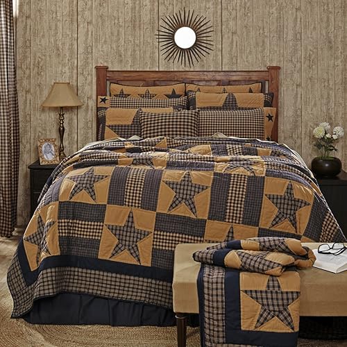 Teton Star Primitive Country Patchwork Queen Quilt 90 x 90 by Ashton & Willow VHC Brands