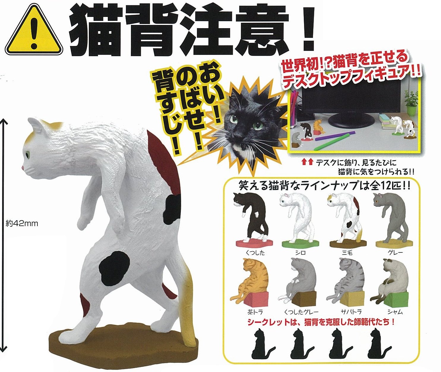 猫背 全12種セット【ガチャガチャコンプリート】猫背注意！