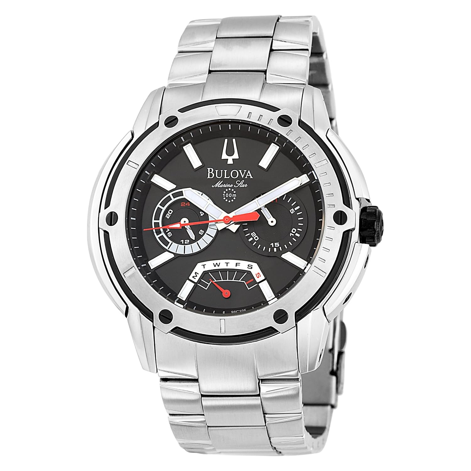 Bulova Men’s 98C105 Marine Star Black Dial Bracelet Watch