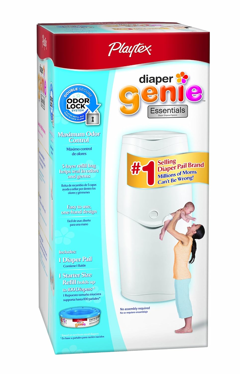 Diaper Genie Essentials Diaper Disposal Pail with 100 Count Starter