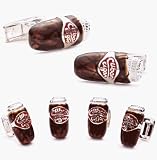 Cigar Silver Cufflinks Cuff Links & Tuxedo Stud Set