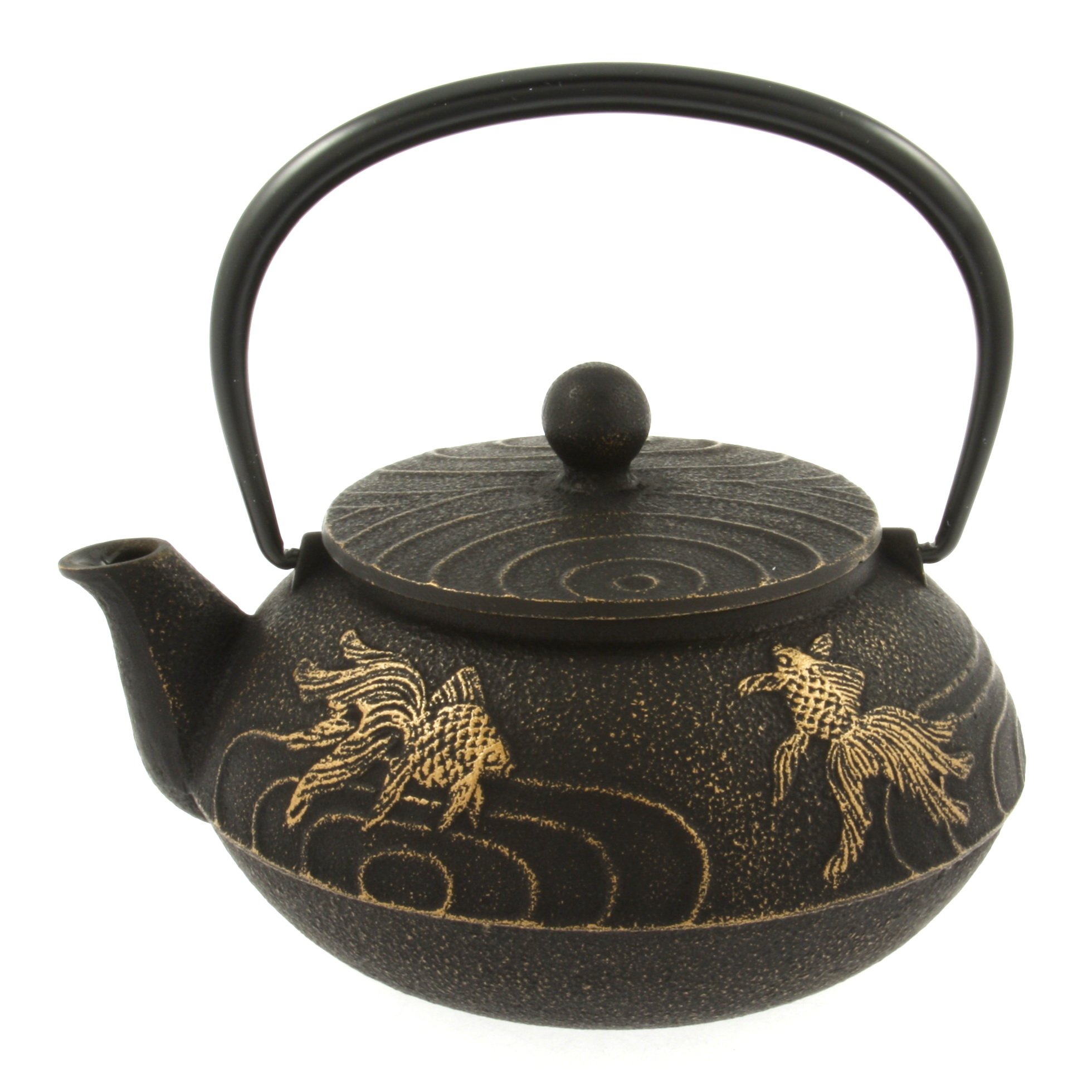 Iwachu Japanese Iron Teapot Tetsubin Gold and Black Goldfish eBay