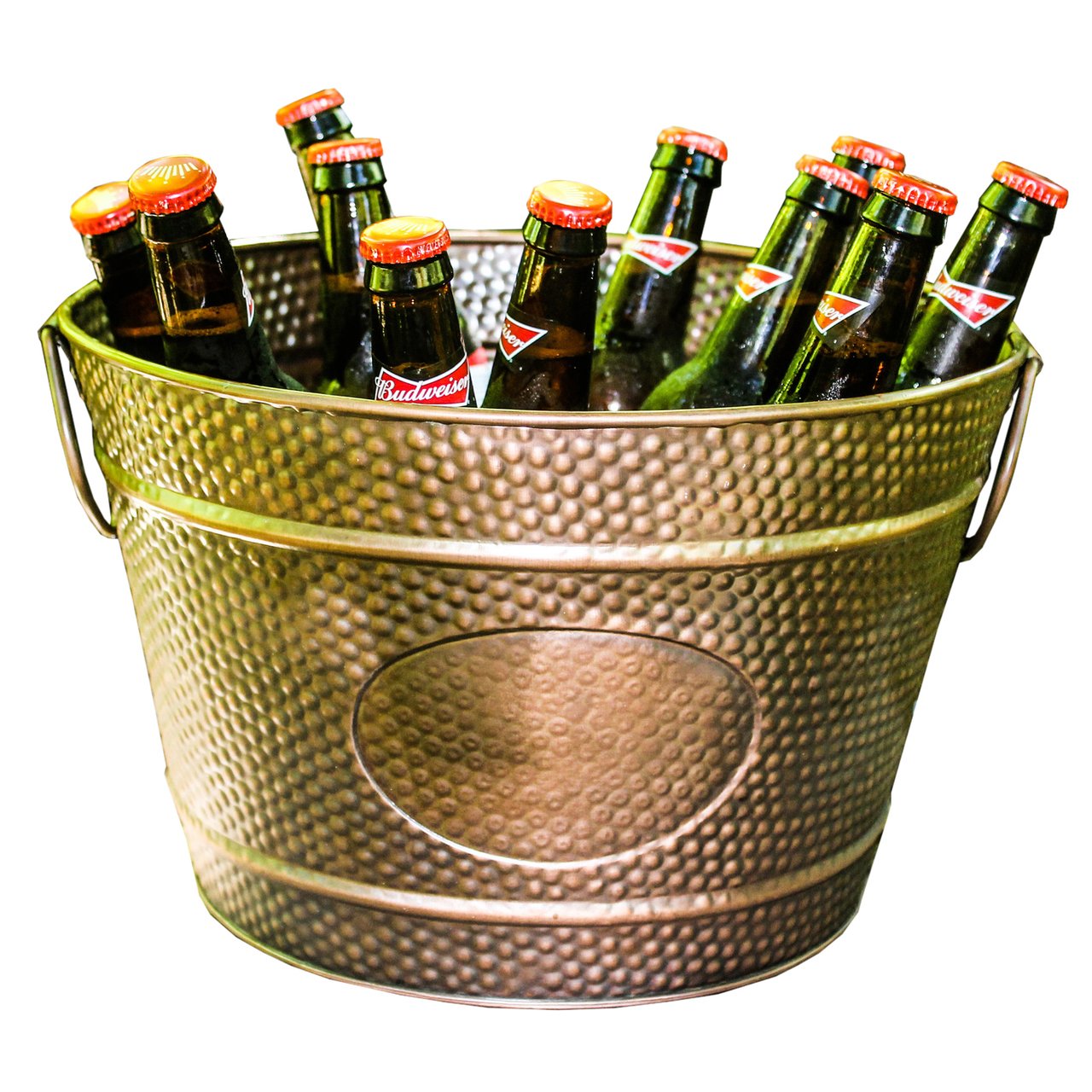 BREKX Hillcrest Bronze Pebbled Galvanized Beverage Tub Wine Bucket