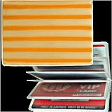 Lenticular ID Card Holder with vinyl insert of six frosted pockets, Item # IDH-R302; Animated 3D yellow and white stripes move when tilted.
