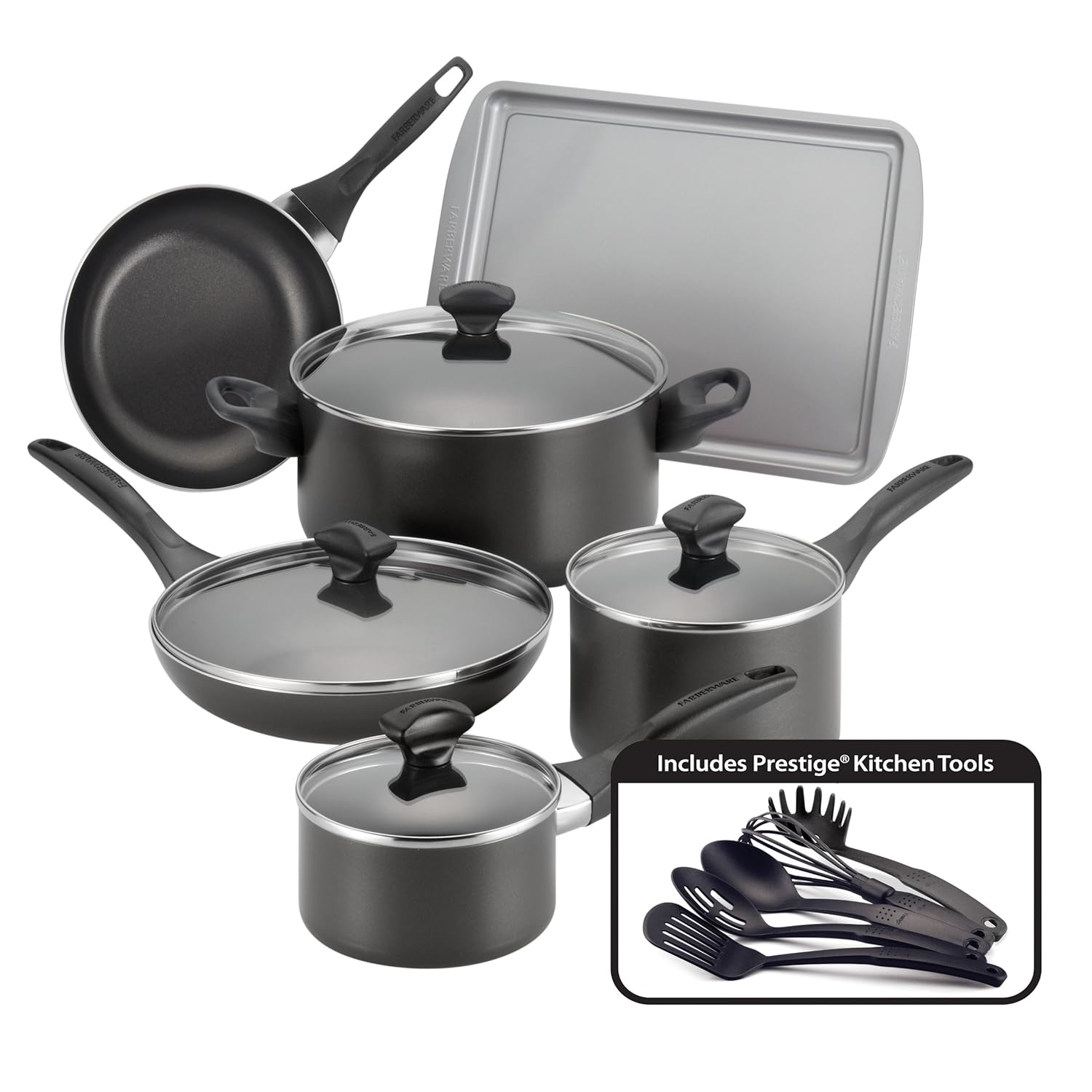 Farberware Dishwasher Safe Nonstick Aluminum 15Piece Cookware Sets, 7