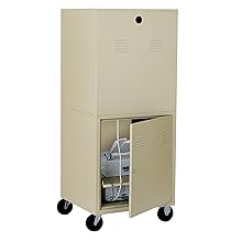 Edsal CSC6900PU 21-Inch Wide by 22-1/2-Inch Deep by 59-1/2-Inch High Mobile Enclosed Computer Cabinet, Putty