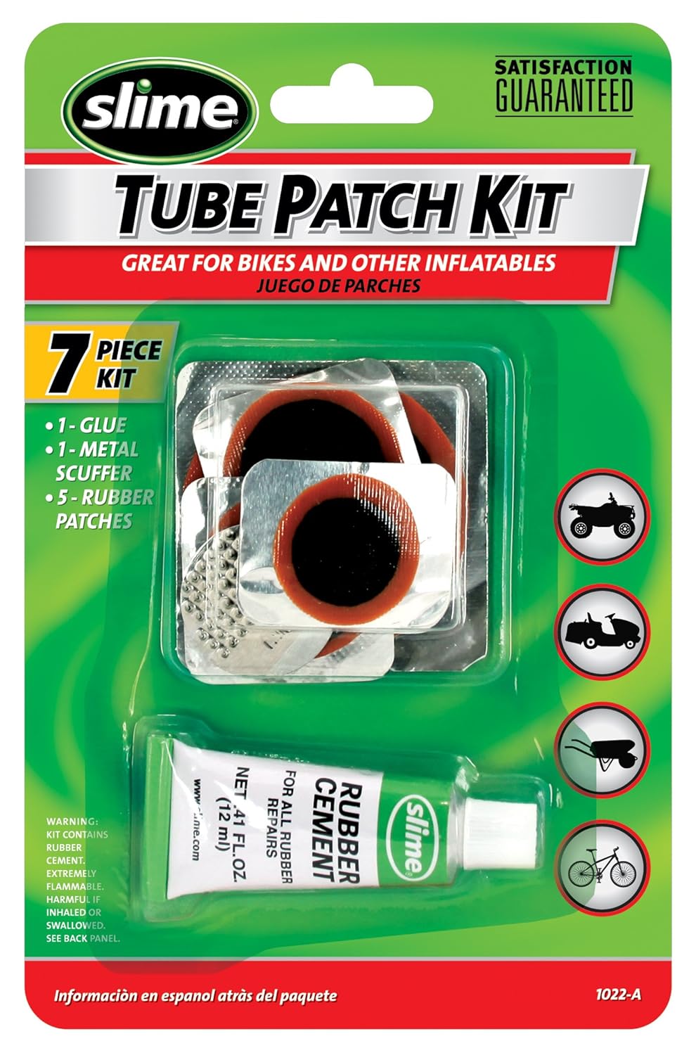 Slime Rubber Tube Patch Kit Glue Repair Puncture Tire Wheel ATVs Mowers