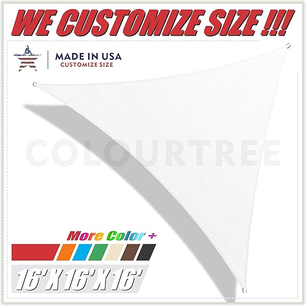 Colourtree 16 X 16 X 16 White Sun Shade Sail Triangle Canopy