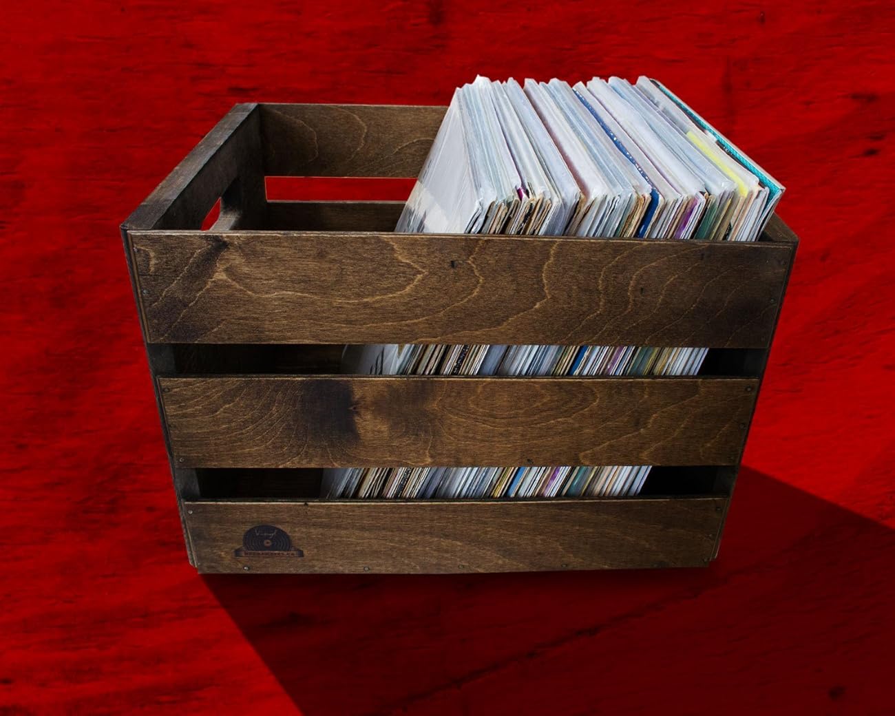 Stackable Vintage Record Crate Holds 100LPs