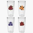 Flowers in Bloom 16 oz Insulated Beverage Tumblers Set, Clear (4 designs)