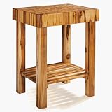 Proteak Butcher Block Cart with Wood Base by Proteak